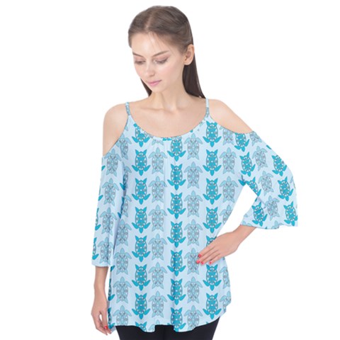Sea Turtle Sea Animal Flutter Sleeve T-shirt  by Dutashop