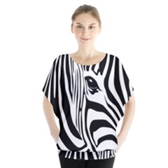 Animal Cute Pattern Art Zebra Batwing Chiffon Blouse