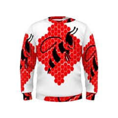 Bee Logo Honeycomb Red Wasp Honey Kids  Sweatshirt by Amaryn4rt