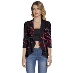 Pattern Design Abstract Background Women s 3/4 Sleeve Ruffle Edge Open Front Jacket