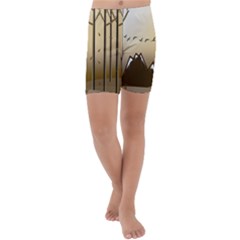 Landscape Trees Wallpaper Mountains Kids  Lightweight Velour Capri Yoga Leggings by Sarkoni
