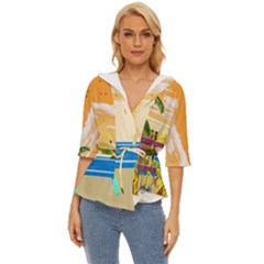 Vector Graphic Clipart Beach House Lightweight Drawstring Hooded Top by Sarkoni