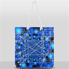 Network Connection Structure Knot Full Print Rope Handle Tote (large) by Amaryn4rt