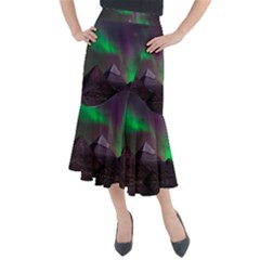 Fantasy Pyramid Mystic Space Aurora Midi Mermaid Skirt