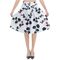 Pattern Flower Design Background Flared Midi Skirt
