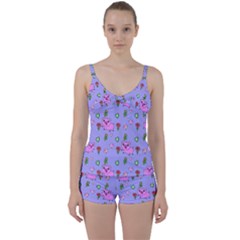 Flower Pink Pig Piggy Seamless Tie Front Two Piece Tankini by Ravend