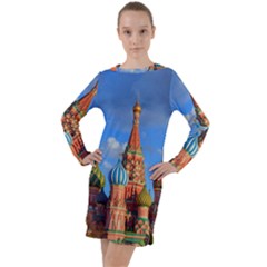 Architecture Building Cathedral Church Long Sleeve Hoodie Dress