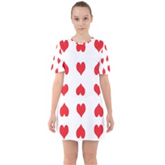 Heart Red Love Valentines Day Sixties Short Sleeve Mini Dress by Bajindul