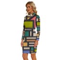 Door Stained Glass Stained Glass Long Sleeve Shirt Collar Bodycon Dress View2