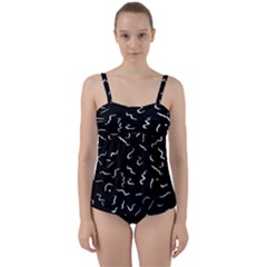 Scribbles Lines Drawing Picture Twist Front Tankini Set by Sarkoni