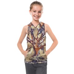 Tree Forest Woods Nature Landscape Kids  Sleeveless Hoodie by Sarkoni