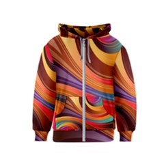 Abstract Colorful Background Wavy Kids  Zipper Hoodie