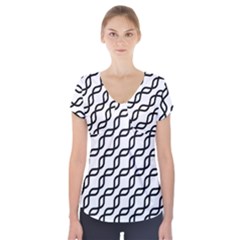 Diagonal Stripe Pattern Short Sleeve Front Detail Top
