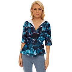 Blue Abstract Balls Spheres Lightweight Drawstring Hooded Top by Amaryn4rt