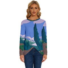 Adventure Time Cartoon Pathway Long Sleeve Crew Neck Pullover Top by Sarkoni