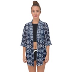 Geometric Monochrome Triangle Open Front Chiffon Kimono