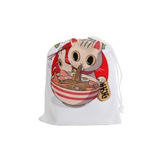 Ramen Cat Noodles Cute Japanes Drawstring Pouch (medium) by Modalart