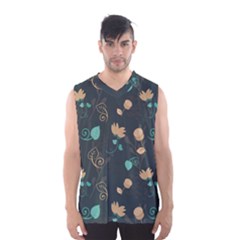 Flower Leaves Pattern Seamless Men s Basketball Tank Top