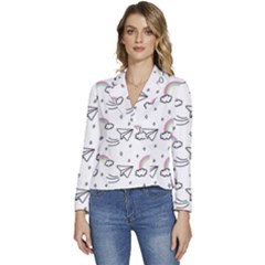 Cute Art Print Pattern Women s Long Sleeve Revers Collar Cropped Jacket