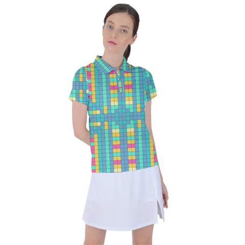 Checkerboard Squares Abstract Art Women s Polo T-shirt by Ravend