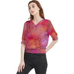 Abstract Background Texture Pattern Quarter Sleeve Blouse