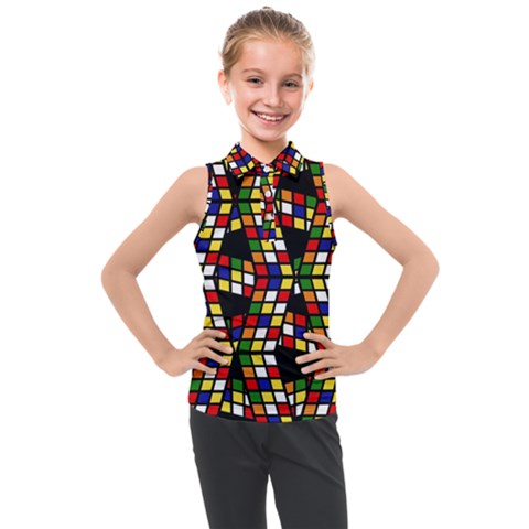 Graphic Pattern Rubiks Cube Cubes Kids  Sleeveless Polo T-shirt by Ravend