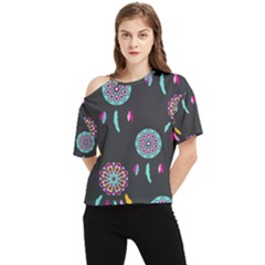 Dreamcatcher Seamless American One Shoulder Cut Out T-shirt