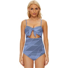 Lines Shapes Pattern Web Creative Knot Front One-piece Swimsuit by Ravend