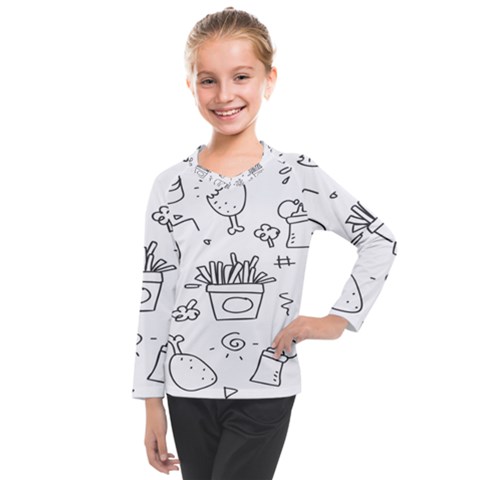 Set Chalk Out Scribble Collection Kids  Long Mesh T-shirt by Ravend