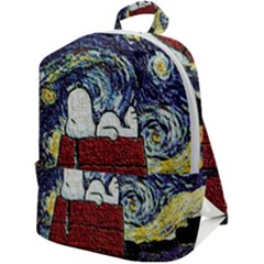 Cartoon Dog House Van Gogh Zip Up Backpack by Modalart