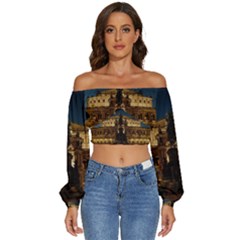 Dresden Semper Opera House Long Sleeve Crinkled Weave Crop Top