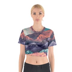 Adventure Psychedelic Mountain Cotton Crop Top