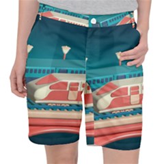 Bridge Transportation Train Toys Women s Pocket Shorts by Modalart