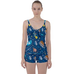 Seamless Pattern Vector Submarine With Sea Animals Cartoon Tie Front Two Piece Tankini