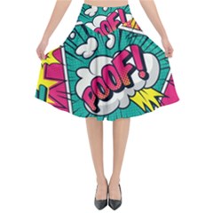 Comic Colorful Seamless Pattern Flared Midi Skirt