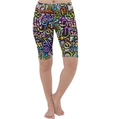 Graffiti Word Seamless Pattern Cropped Leggings 