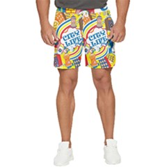 Colorful City Life Horizontal Seamless Pattern Urban City Men s Runner Shorts
