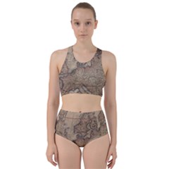 Old Vintage Classic Map Of Europe Racer Back Bikini Set by Pakjumat
