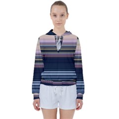 Horizontal Line Strokes Color Lines Women s Tie Up Sweat by Pakjumat
