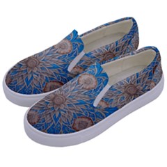 Flower Mandala Pattern Kids  Canvas Slip Ons