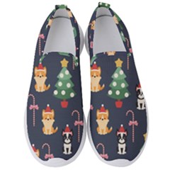 Boston Terrier Welsh Corgi Puppies Seamless Pattern Wallpaper Men s Slip On Sneakers by Pakjumat