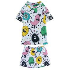 Funny Monster Pattern Kids  Swim T-shirt And Shorts Set