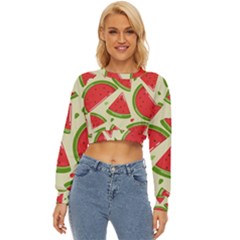 Cute Watermelon Seamless Pattern Lightweight Long Sleeve Sweatshirt by Pakjumat