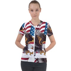American Eagle Clip Art Short Sleeve Zip Up Jacket by Maspions