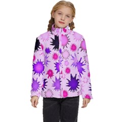 Inks Drops Black Paint Design Kids  Puffer Bubble Jacket Coat