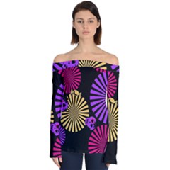 Seamless Halloween Day Of The Dead Off Shoulder Long Sleeve Top