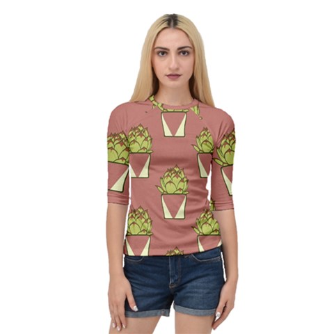 Cactus Pattern Background Texture Quarter Sleeve Raglan T-shirt by Hannah976