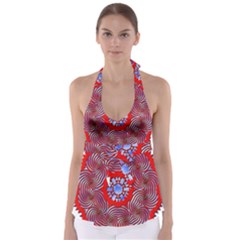 Tile Pattern Background Image Tie Back Tankini Top