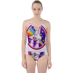 Badge Patch Pink Rainbow Rocket Cut Out Top Tankini Set by Sarkoni
