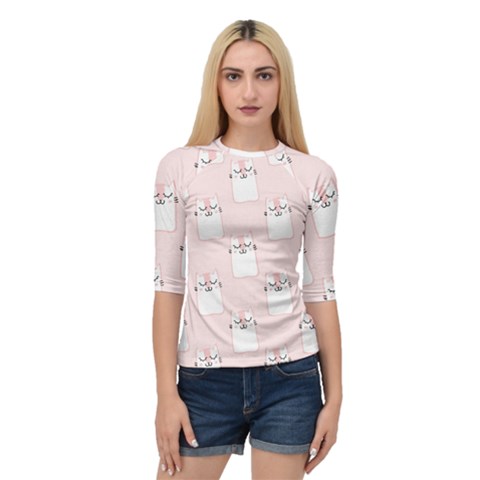 Pattern Pink Cute Sweet Fur Cats Quarter Sleeve Raglan T-shirt by Sarkoni